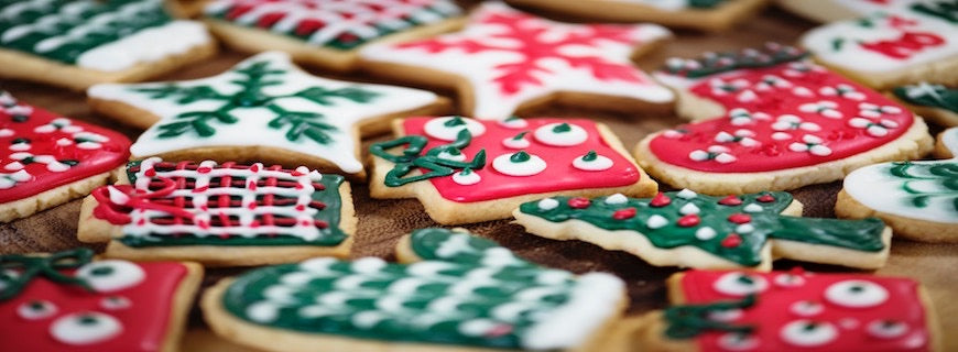 selection of colourful Christmas biscuits