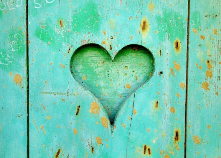 green heart on green wall