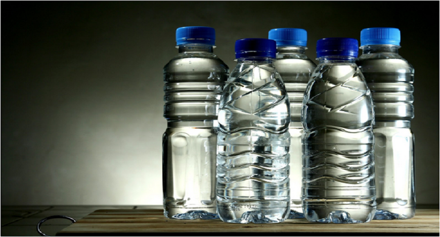 plastic bottles of water