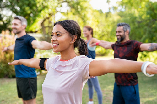 woman exercising outside