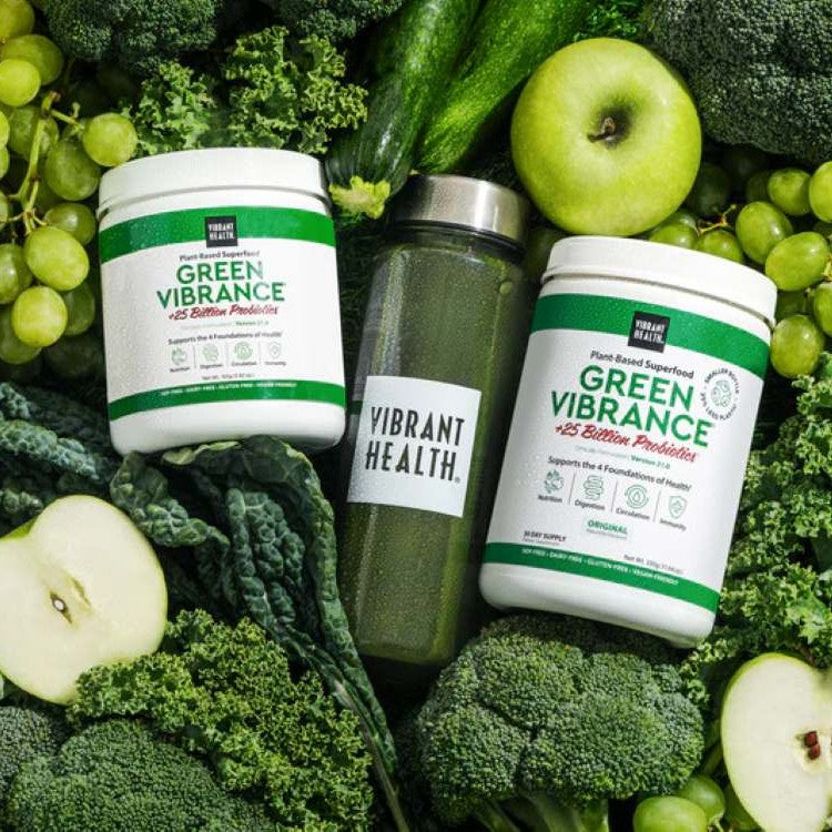 tubs of Green Vibrance with vegetables