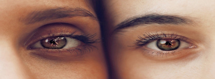two eyes, close up, from women stood side by side