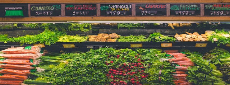 Vegetable section of supermarket