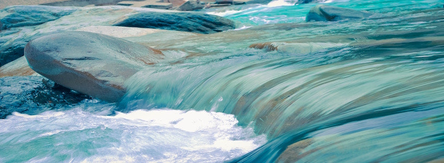 Image of water running over rocks