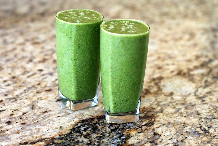two glasses of green smoothie