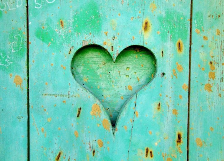 green heart on green wall
