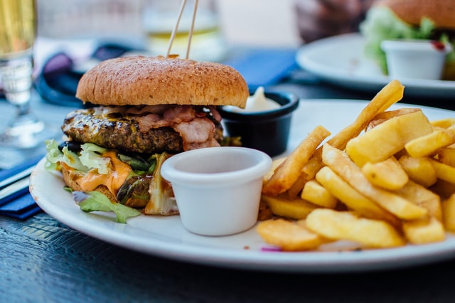 Burger and chips