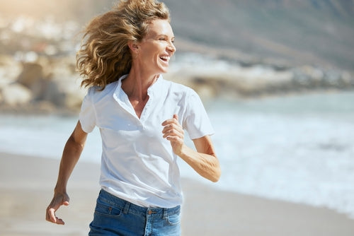 woman running on beach