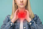 woman with thyroid gland indicated in red
