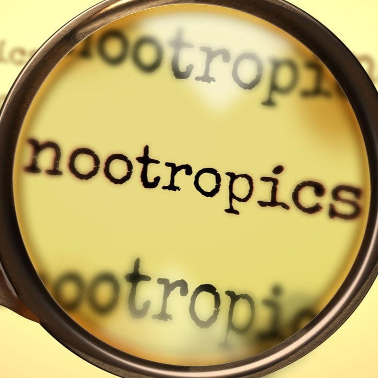magnifying glass over the word nootropics