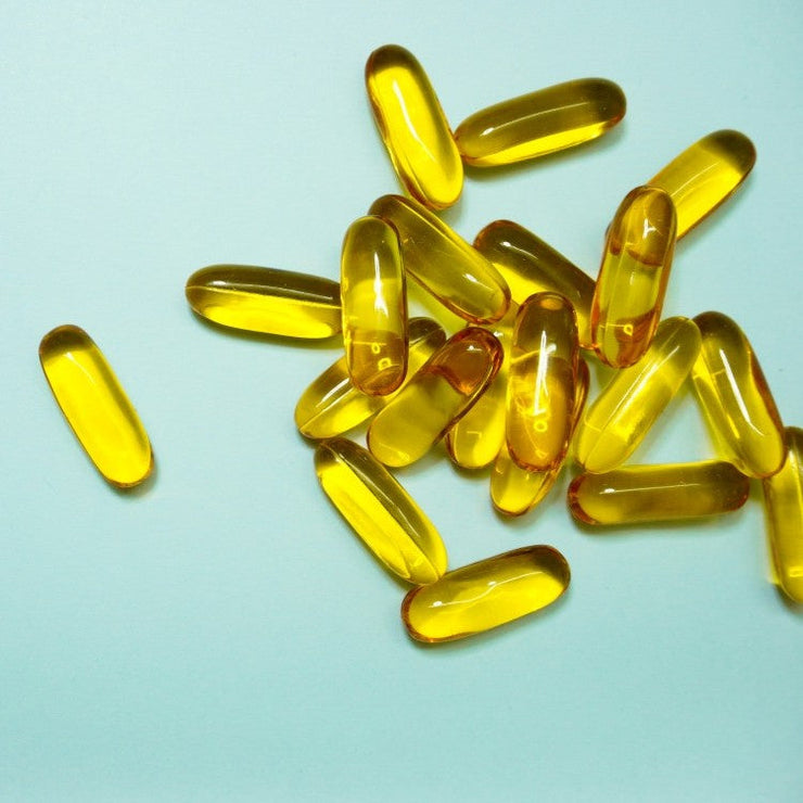 fish oil capsule with a fish inside