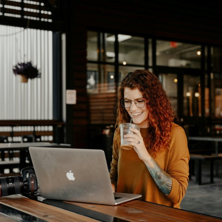 woman using laptop