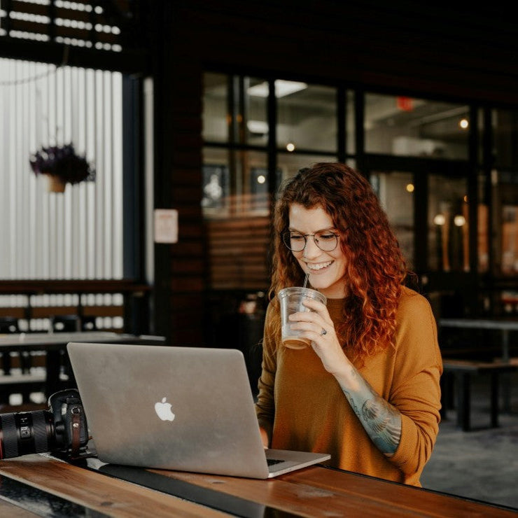 woman using laptop