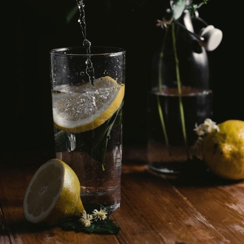 glass of water with lemon slice