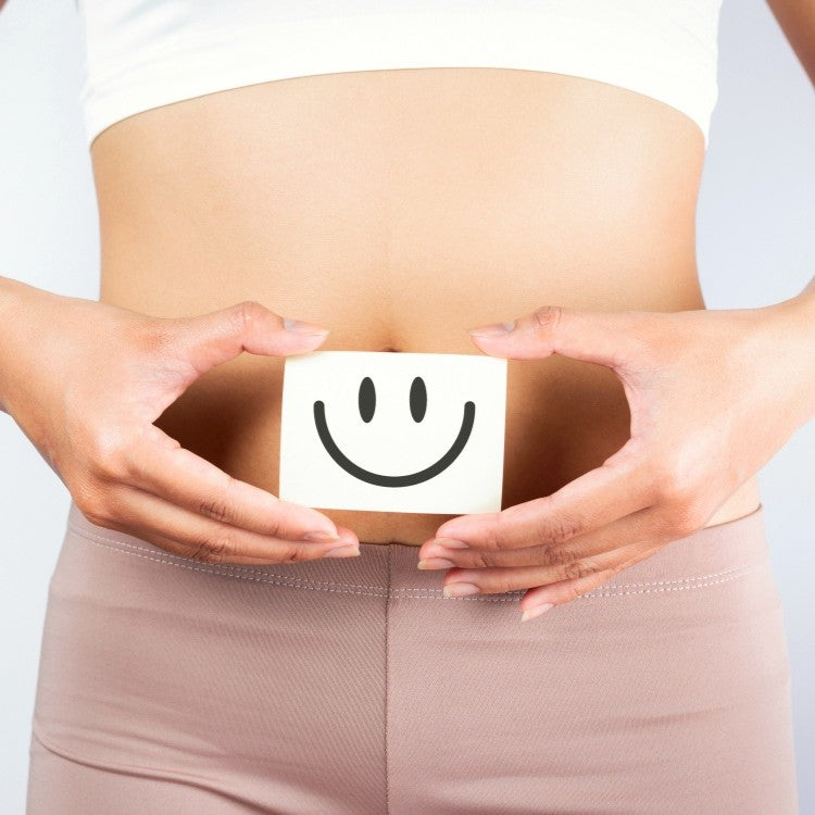 woman with smiley face block