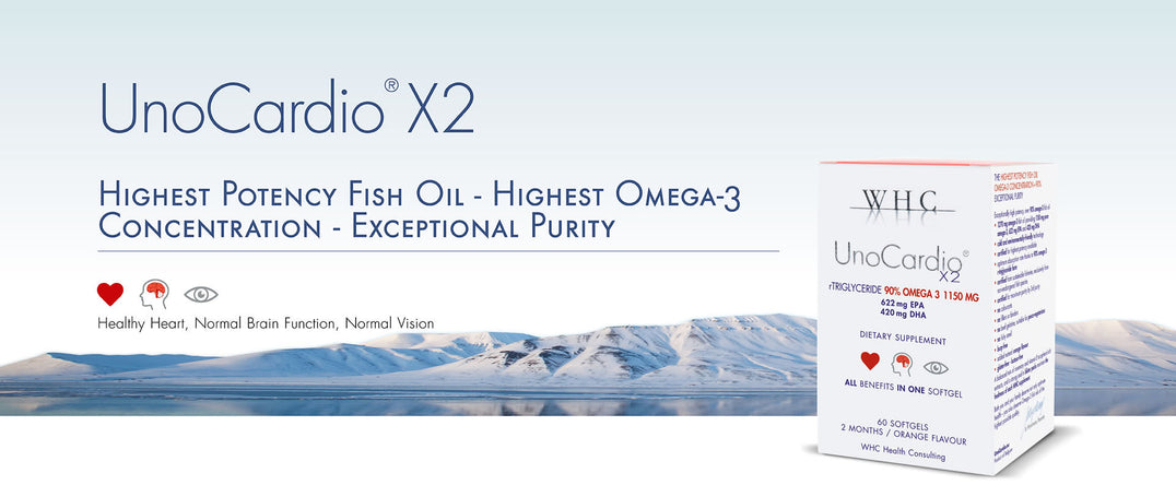 box of unocardio X2 on background of snowy mountains