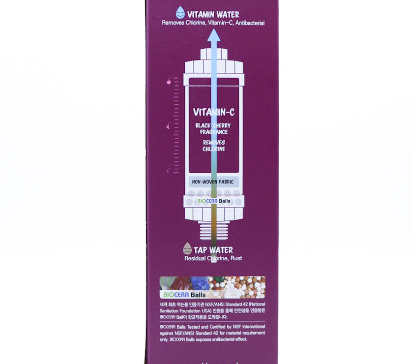 Biocera cherry shower filter side of box
