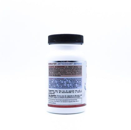 tub of s-acetyl glutathione capsules left side view