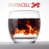 glass of water with humic and fulvic powder mixing in it