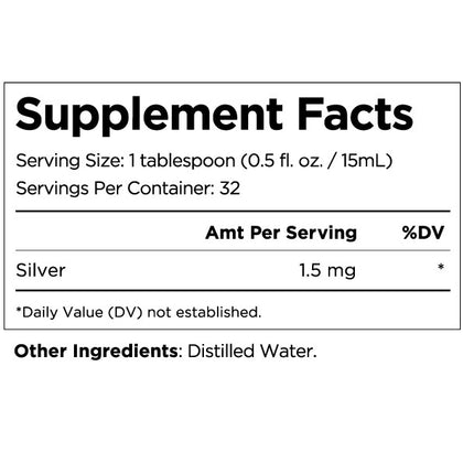 Living Minerals Silver supplement facts sheet
