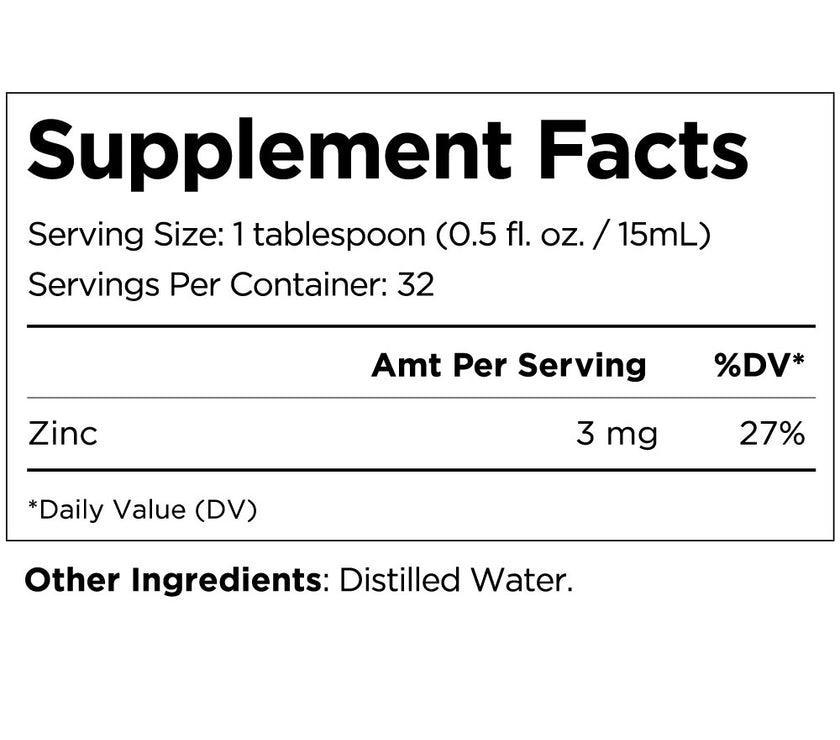 Living Minerals Zinc supplement facts sheet