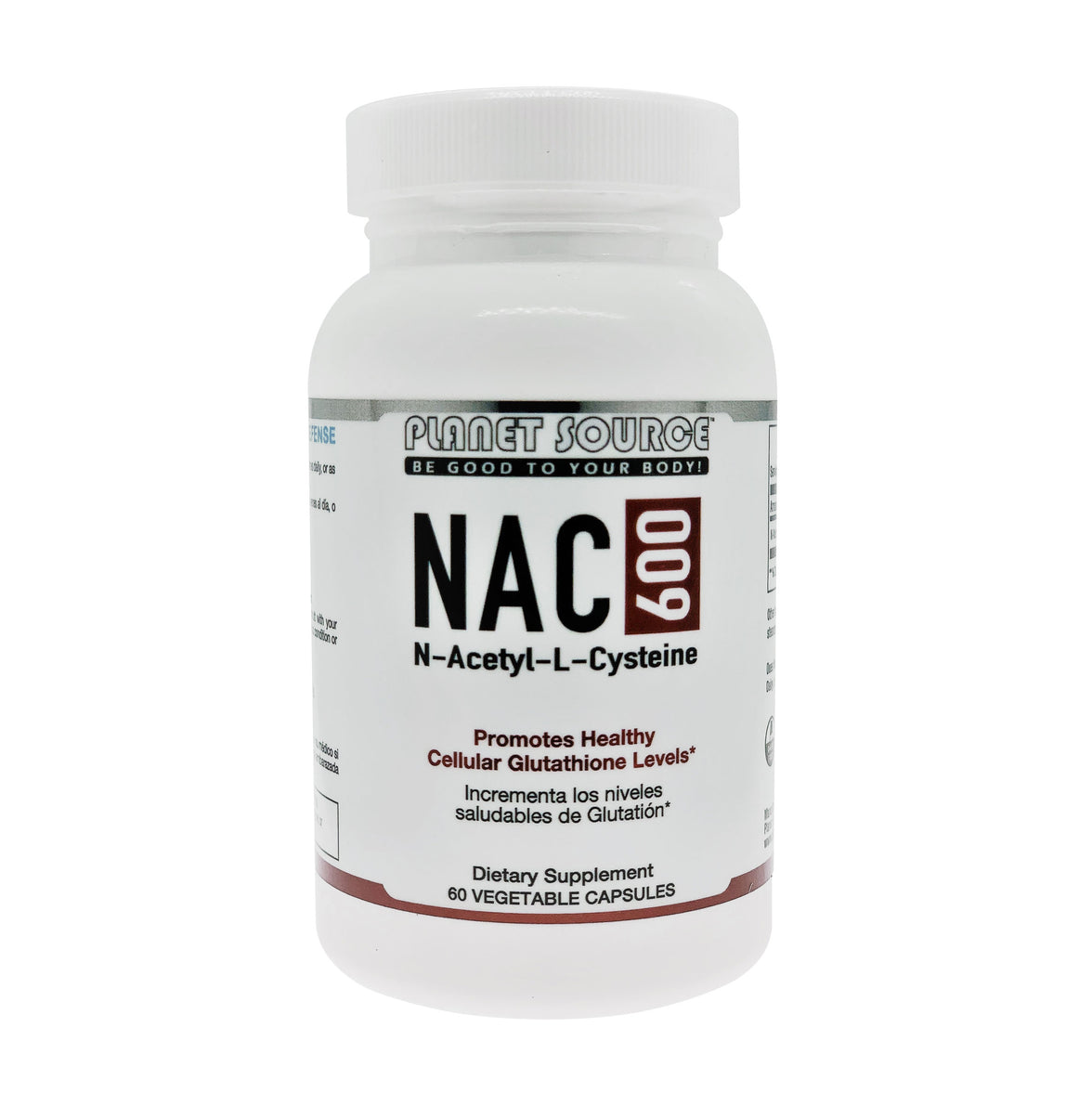 bottle of NAC capsules front view