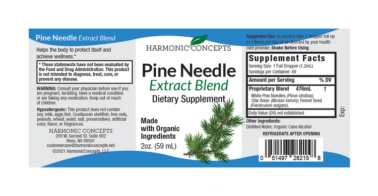 Pine Needle Extract label