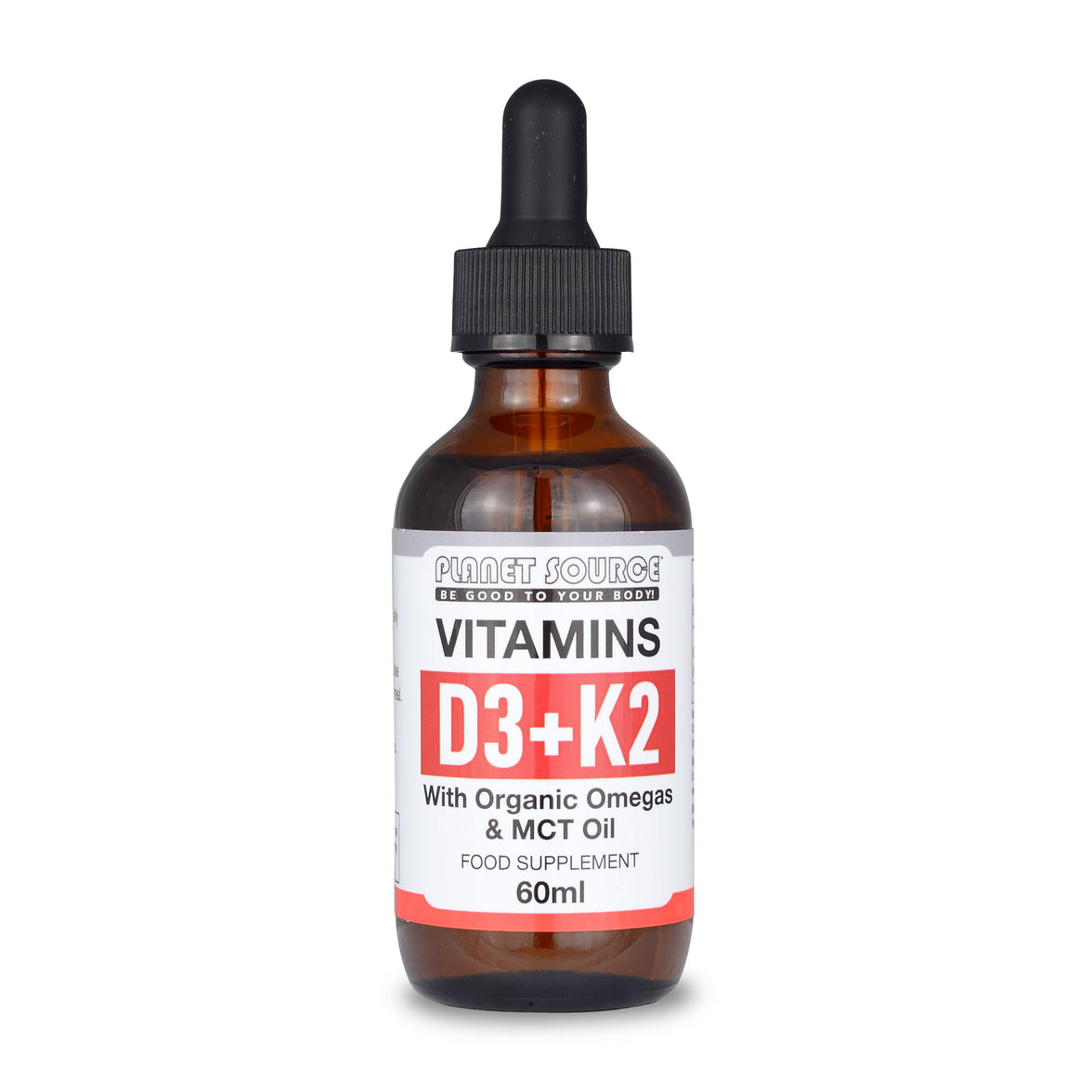 bottle of vitamin D3+K2 drops front view