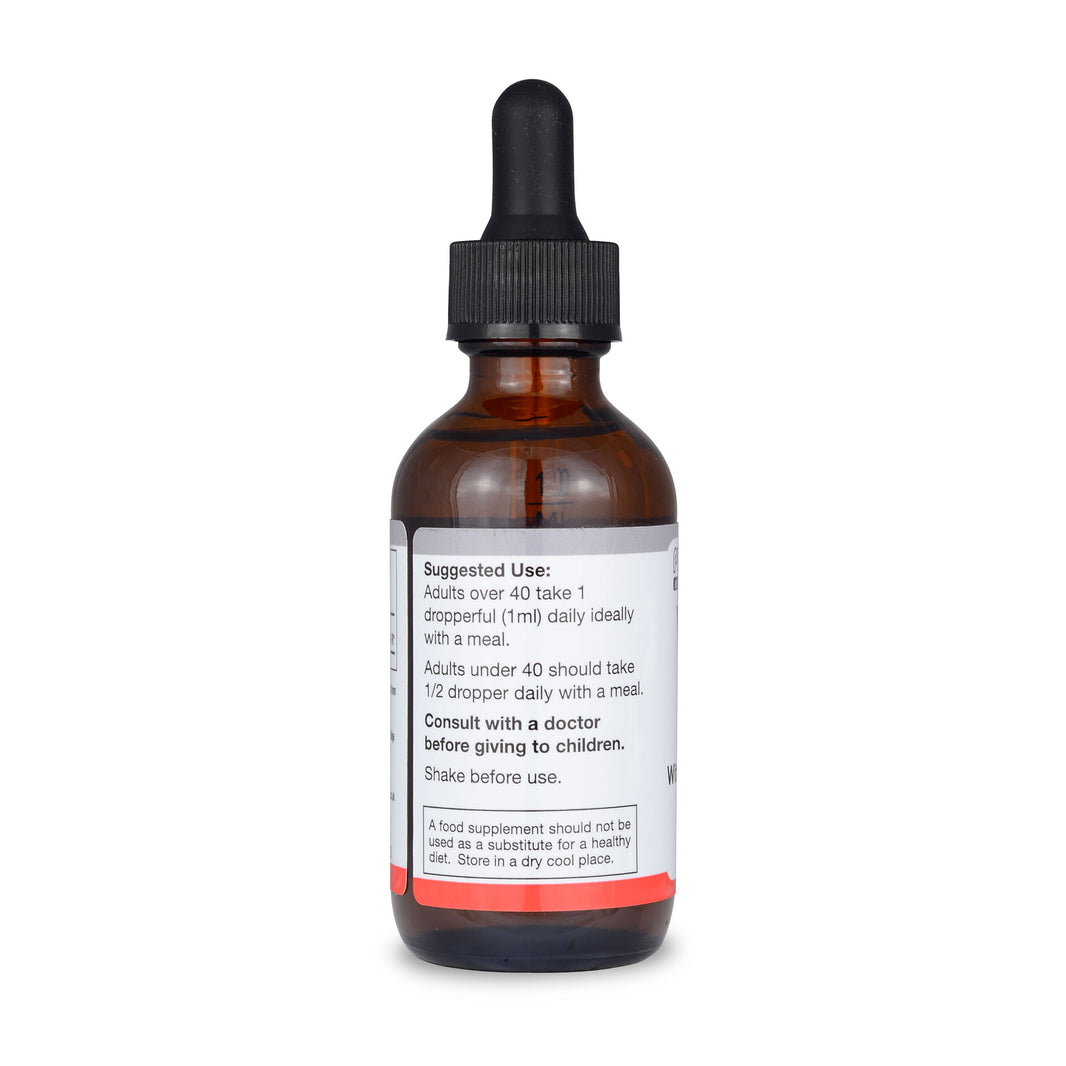 bottle of vitamin D3 drops left side view