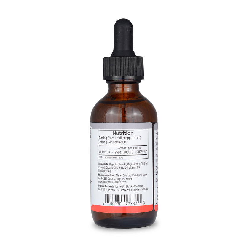 bottle of vitamin d3 drops riaght side view