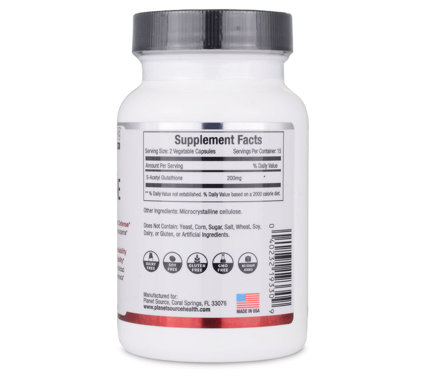 tub of s-acetyl glutathione capsules right side view