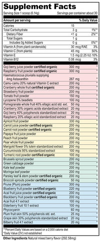 Spectrum Vibrance supplement facts sheet