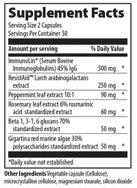 Immune Defense capsules supplement facts sheet