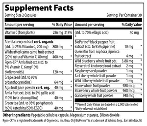 Vibrant Health Vitamin C supplement facts sheet