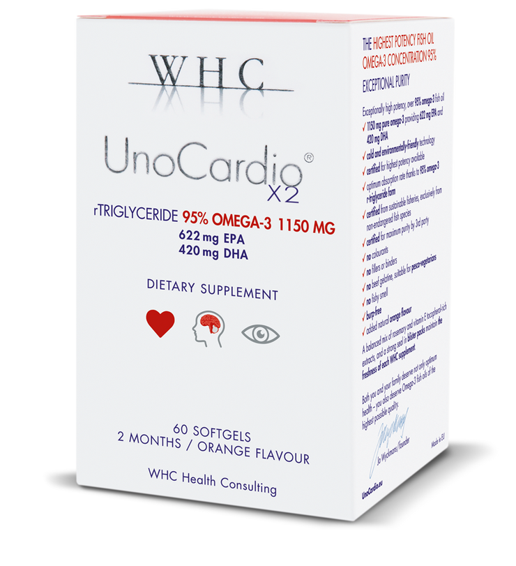 box of UnoCardio X2 fish oil capsules