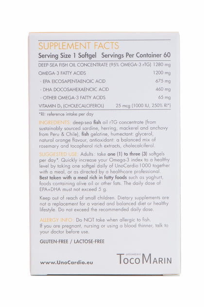 back view of UnoCardio 1000 fish oil capsules