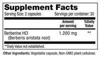 Berberine capsules supplement facts sheet