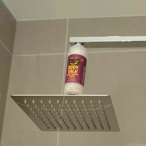 Biocera cherry shower filter fitted on overhead shower