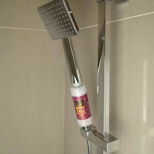 Biocer cherry filter fitted at top of shower hose